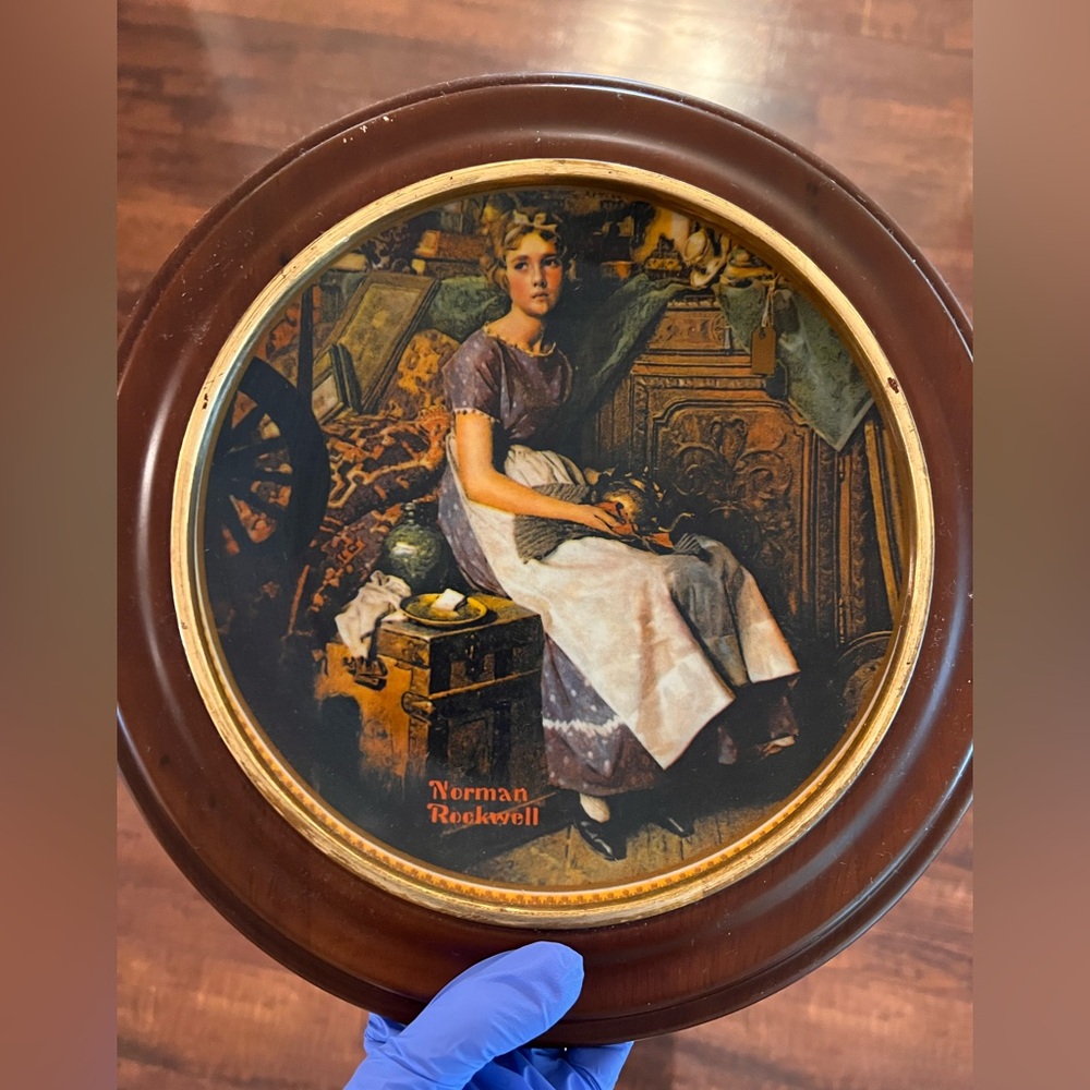 Norman Rockwell Ceramic Art Plate - Brown and Purple